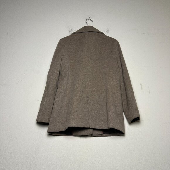 Calvin Klein Silk Wool Blend Brown Peacoat Jacket Women L Outerwear Winter Fall - Picture 2 of 15